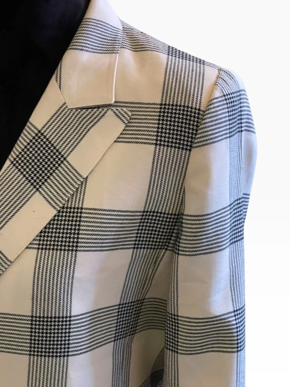 TED LAPIDUS VINTAGE CHECKED DOUBLE BREASTED NAVY & CREAM SUIT SET  SZ 10 /42